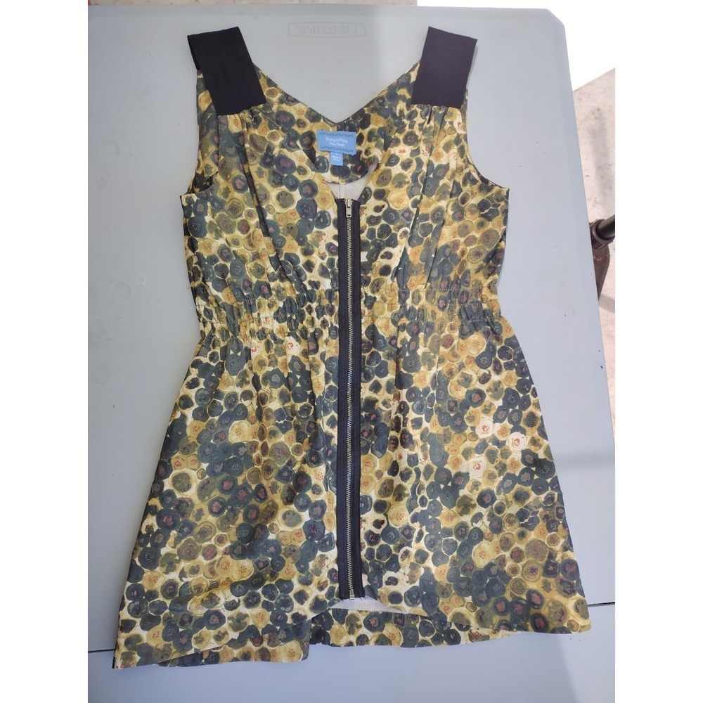 Simply Vera Vera Wang Womens Abstract Print Zip Front Sleeveless Tunic Top Small